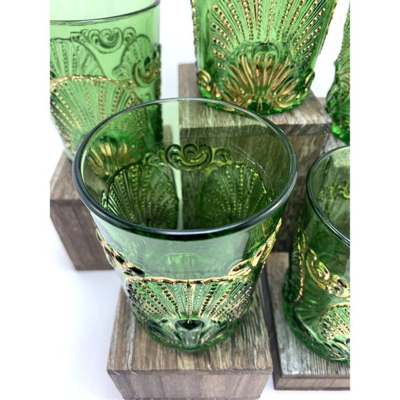 EAPG National Glass Geneva Emerald Green Rocks Glasses. - Picture 6 of 10